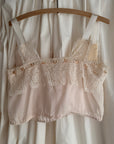 Vintage 1900s Silk & Lace Camisole Top | Edwardian Ivory Lace Bustier Crop | Antique Lingerie Blouse