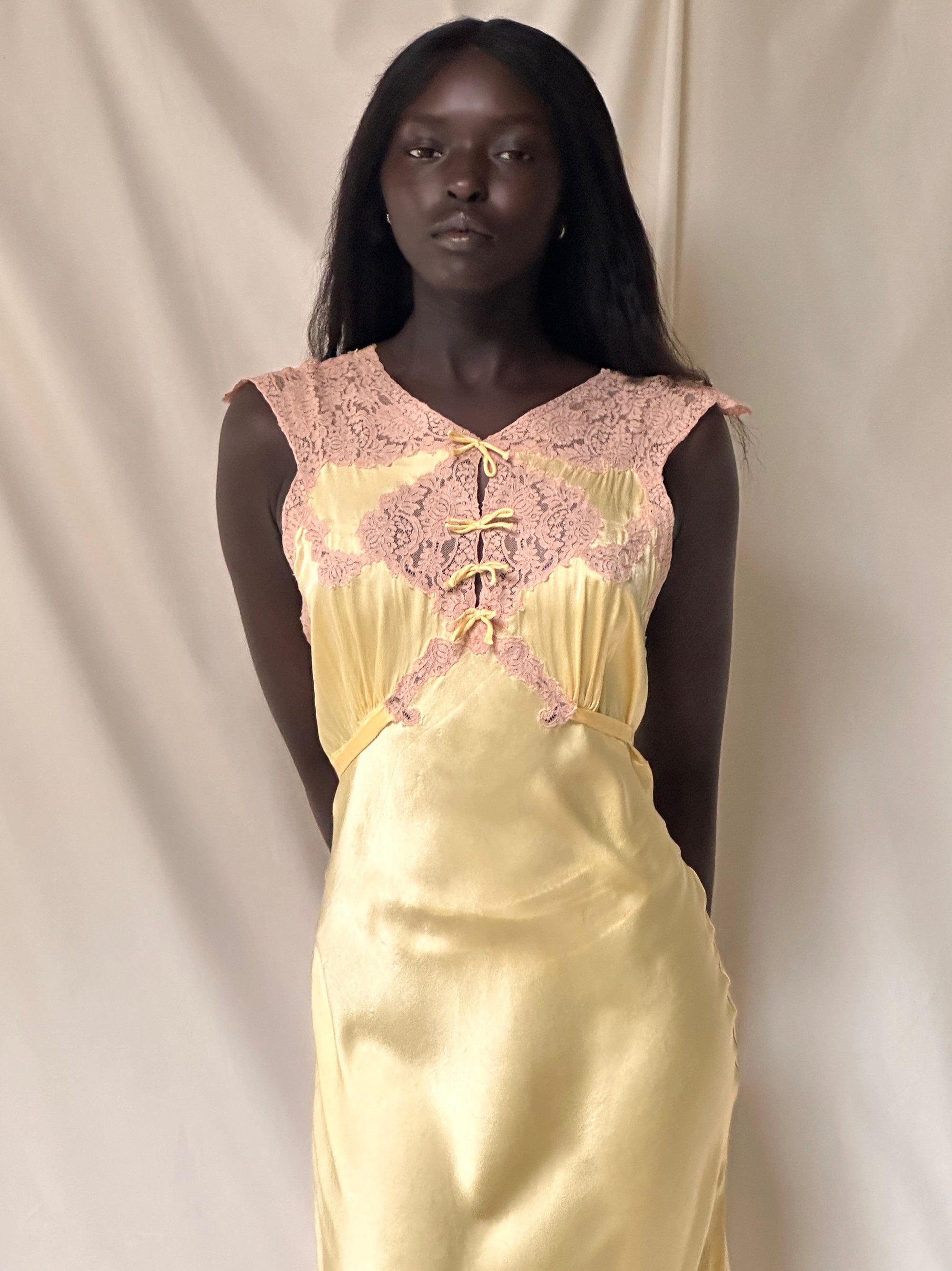 Vintage 1930’s Silk Rayon Lace Slip Dress