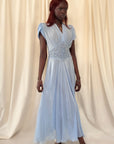 Vintage 1930’s Blue Soutache Sheer Chiffon Dress