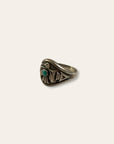 Vintage Fed Harvey Era Thunderbird Sterling Silver and Turquoise Ring Size 7.5