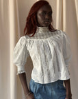 Vintage Edwardian Pleated Cotton Lace Blouse