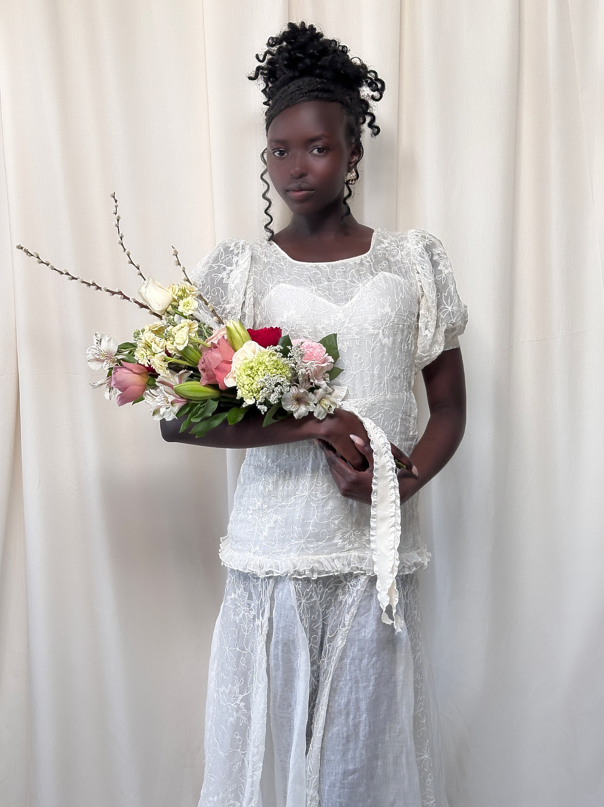 Vintage 1930’s Embroidered Organza Garden Dress