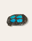 Vintage 1970’s Four Stones Turquoise & Sterling Silver Belt Buckle