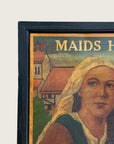 Vintage English MCM Pub Sign "Maids Head" | Mid Century Horse & Cart Tavern Wall Art | Framed British Bar Hand Painted Art