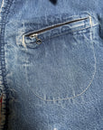 Vintage 1960s Key Imperial Denim Work Jacket | Belted Back Faded Denim