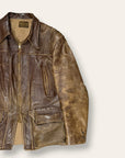 Vintage 1940-50s Windward Horsehide Leather Jacket | Montgomery Ward Brown Belted Back Jacket