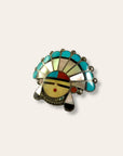 Vintage Zuni Inlay Sunface Sterling Silver Pin Pendant