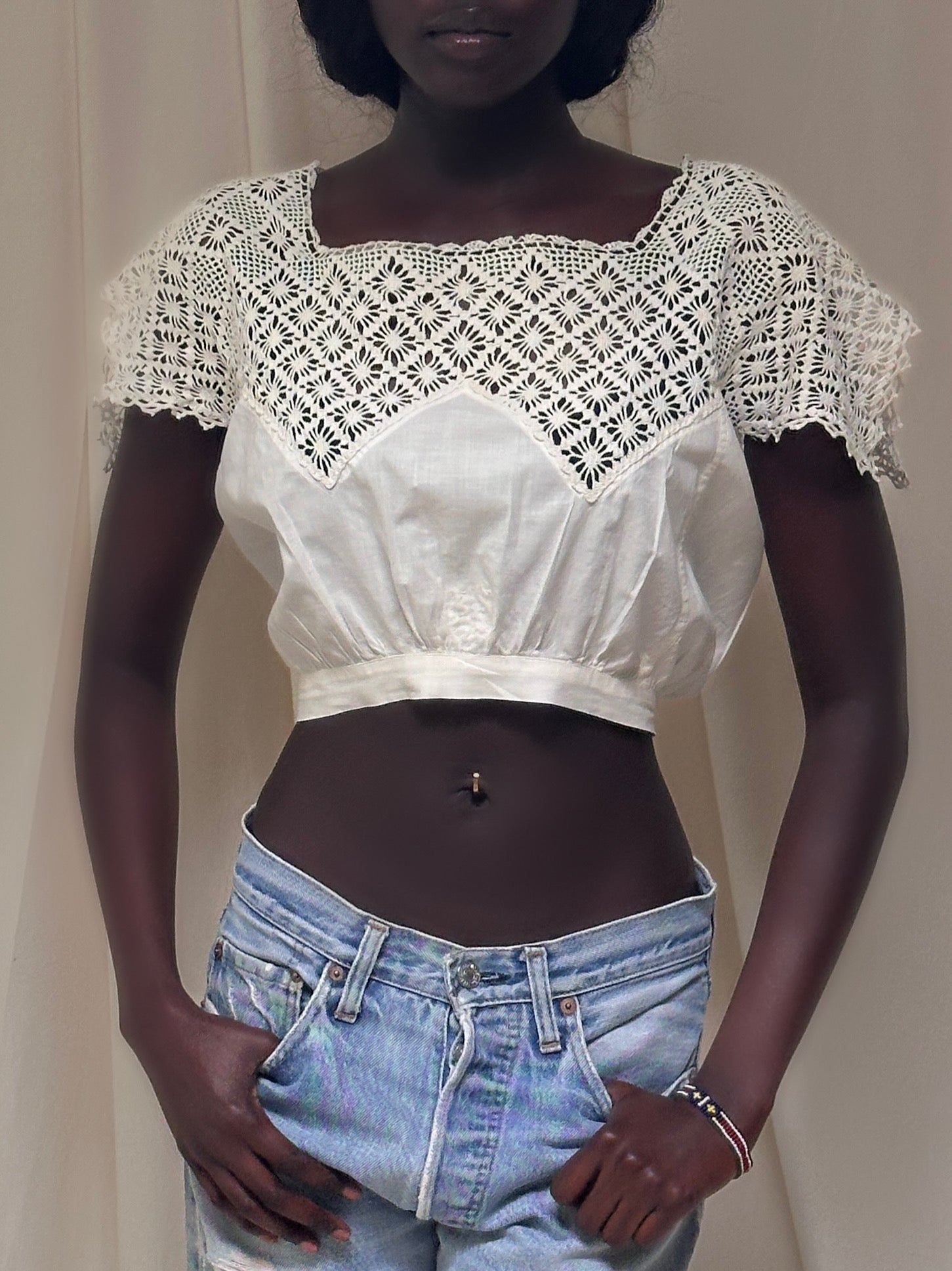 Vintage Edwardian Crochet Bodice Top