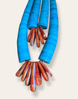 Vintage Santo Domingo Turquoise Spiny Oyster Shell Necklace