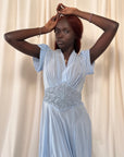 Vintage 1930’s Blue Soutache Sheer Chiffon Dress