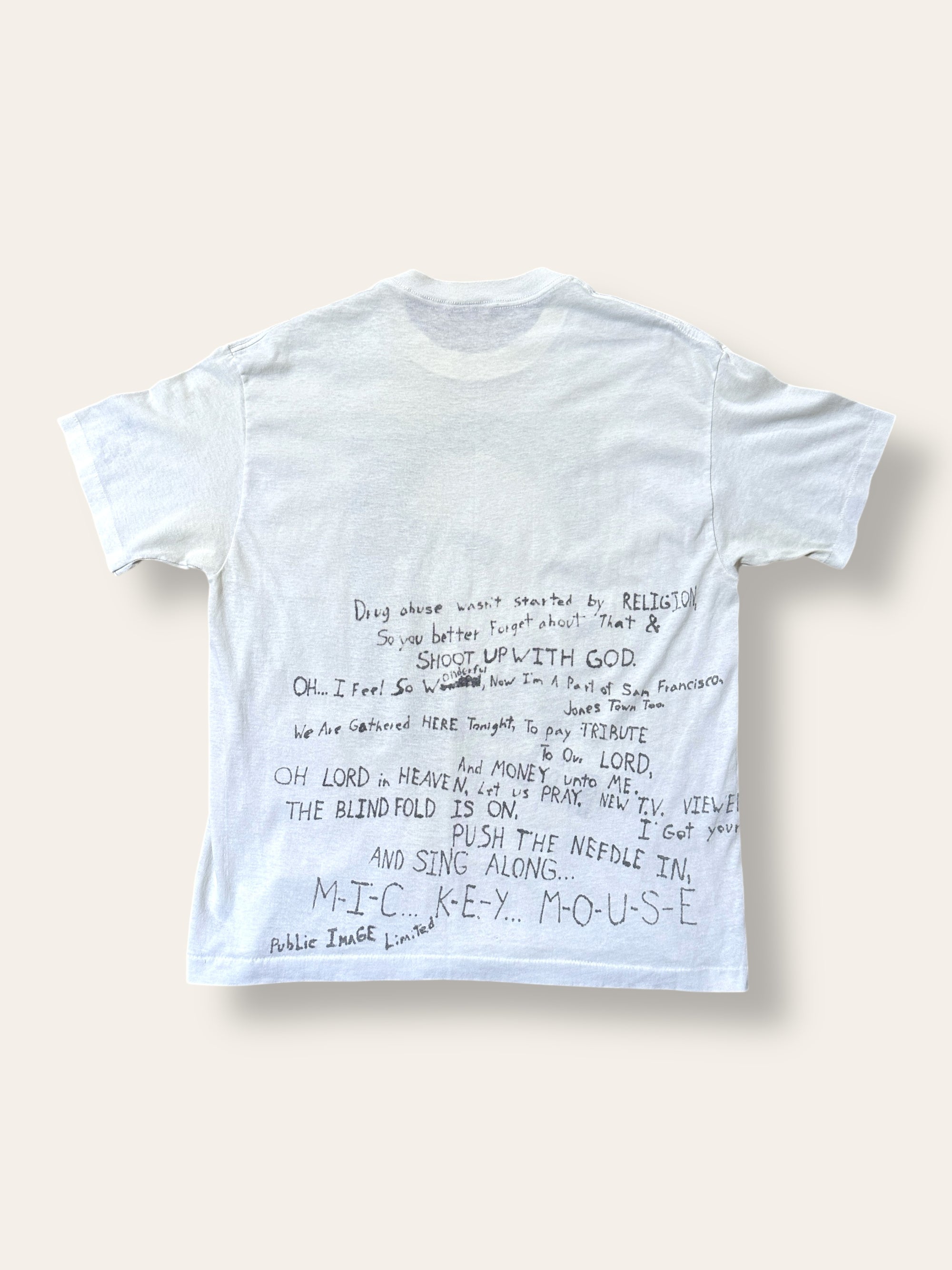 Vintage 1980’s Johnny Rotten Public Image with Hand Written Art T-Shirt