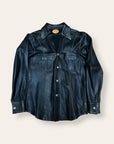 Vintage 1970’s Christie Hand-Sewn Black Leather Shirt | East West North Beach Style Leather Shirt