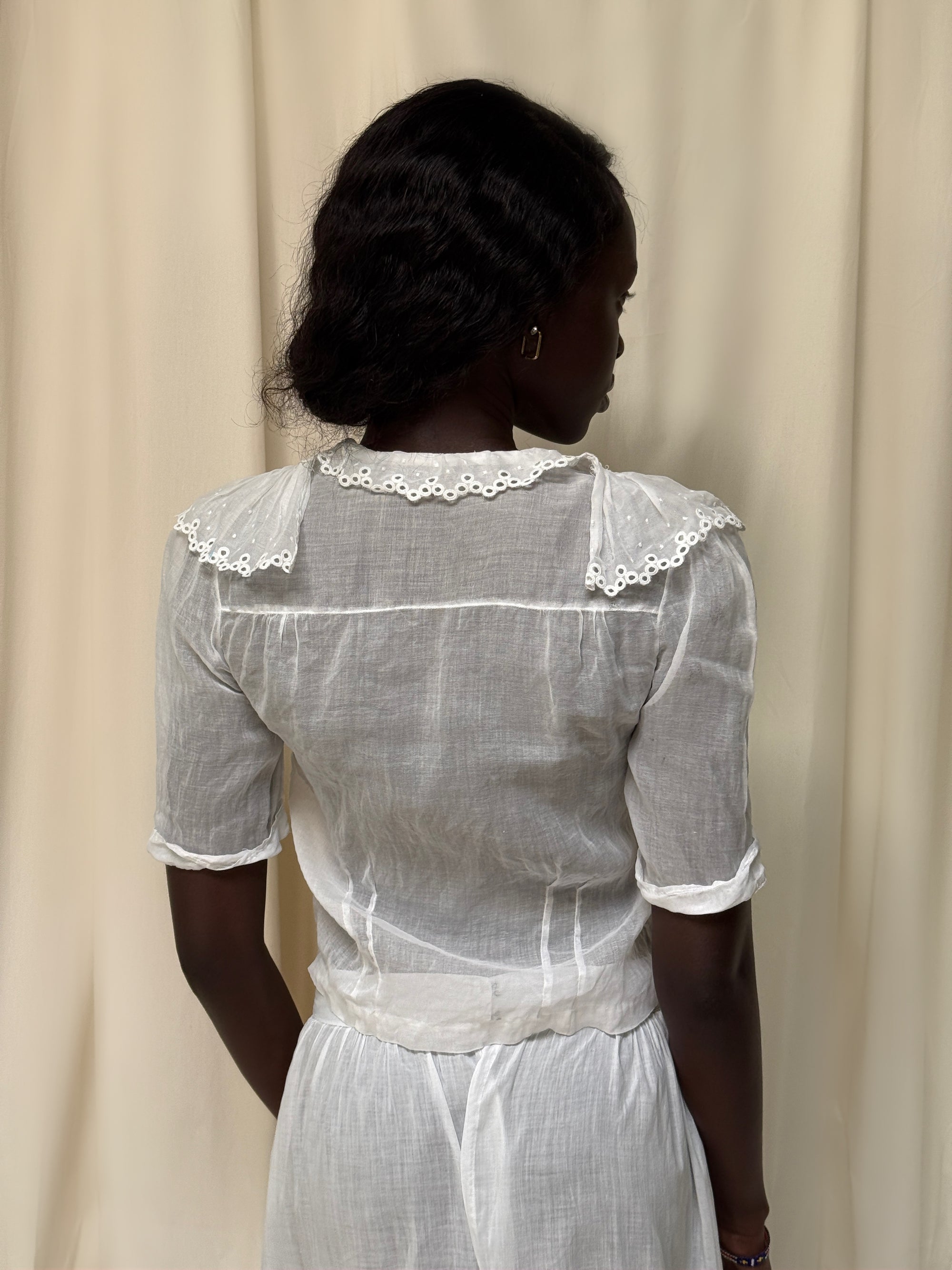 Vintage Edwardian Organza Cotton Blouse