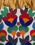 Vintage 1950s Northern Plains Medicine Bag Native American Beaded Leather Bag | Floral Seed Bead Design | Handmade Tribal Art Purse