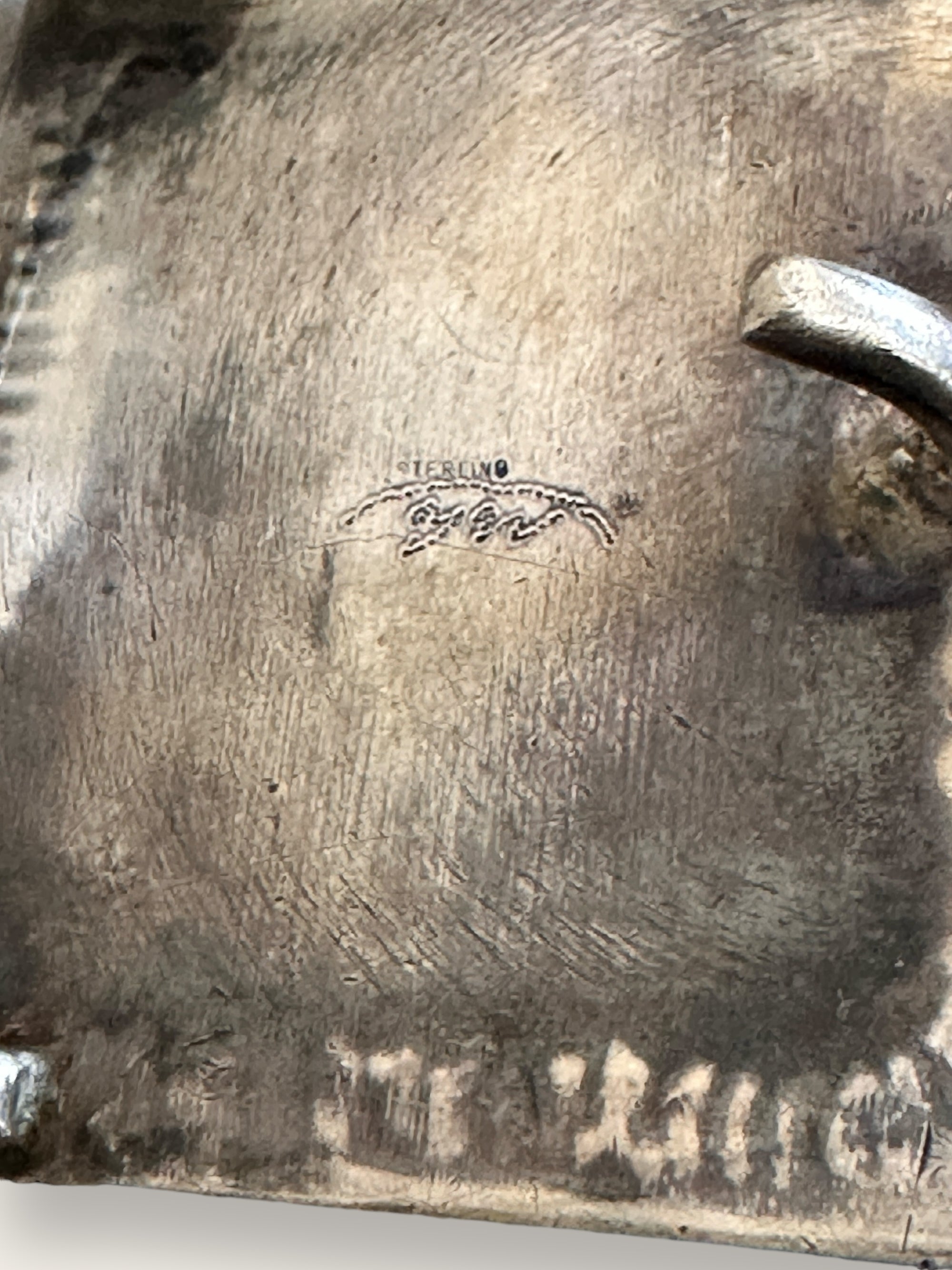 Vintage 1970’s Sterling Silver Agate Belt Buckle