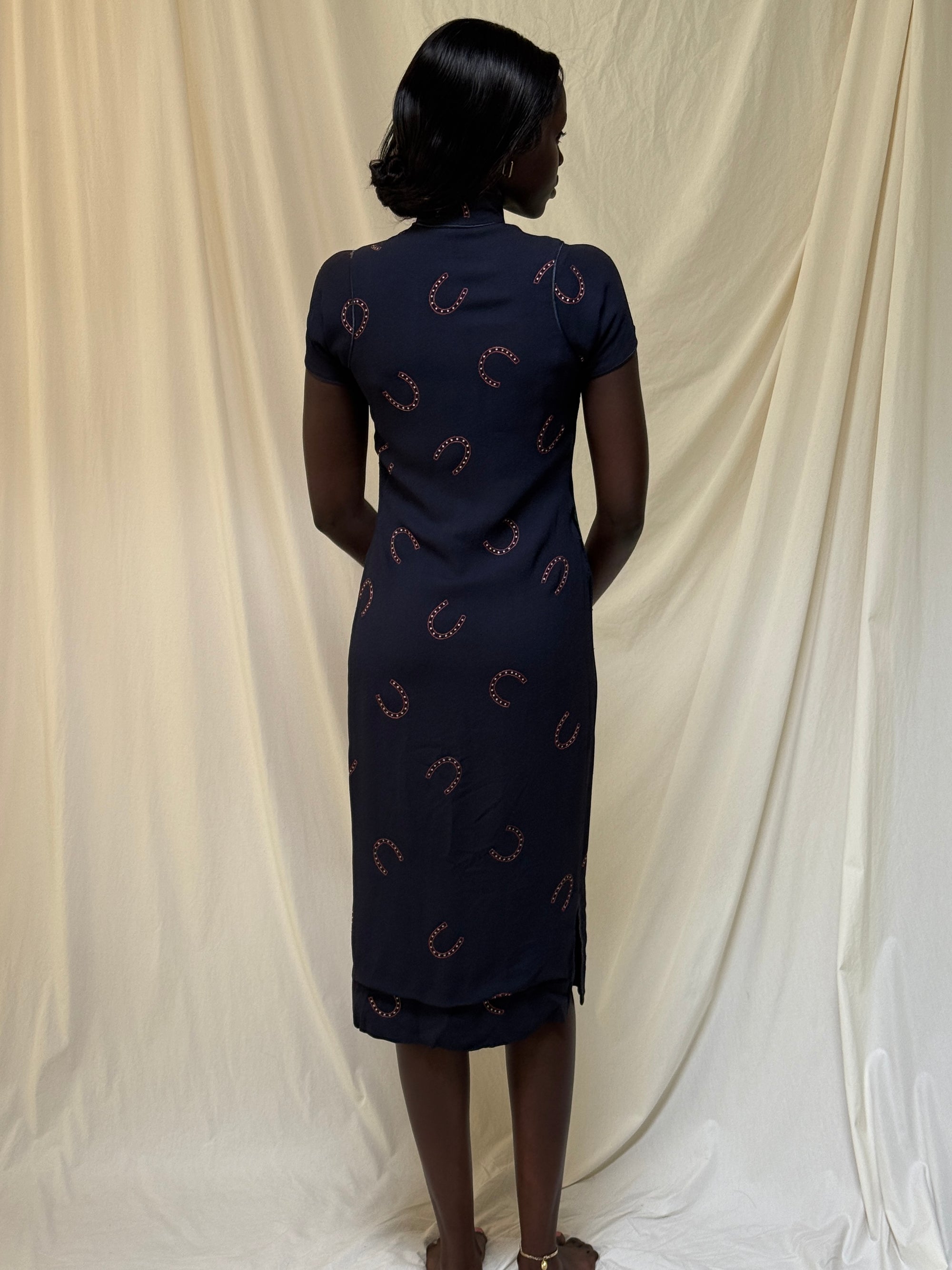 Vintage 1950’s Rayon Horseshoe Cheongsam Dress