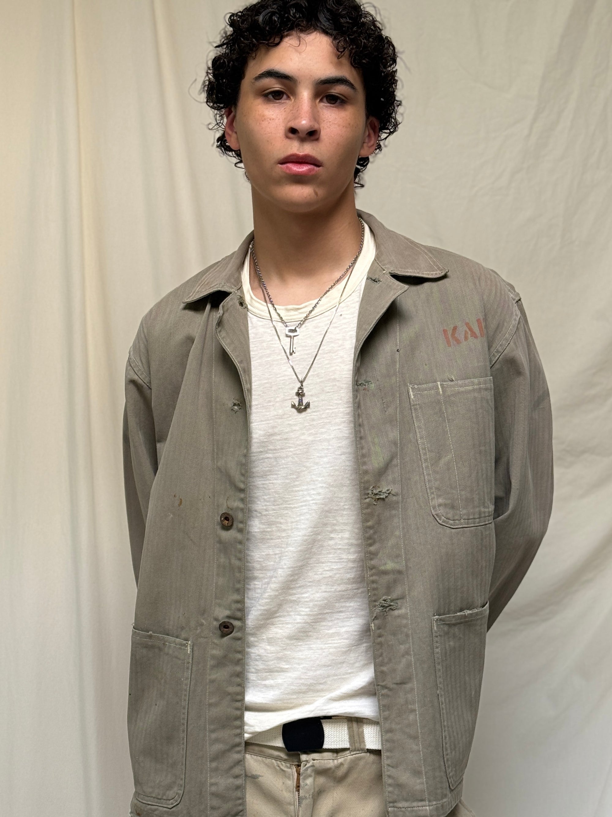 Vintage 1940’s WWII USMC P41 HBT Twill Stencil Utility Jacket