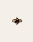 Antique Victorian 9ct Gold Ring | Garnet & Seed Pearl Accent Ring Size 6