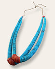 Vintage Navajo Jocla Turquoise and Shell Two Strand Necklace