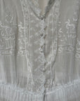 Vintage 1900s Antique Edwardian White Embroidered Cotton Lawn Dress | Hand Embroidered Lace Heirloom Tea Dress