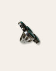 Vintage Navajo Turquoise Cluster Sterling Silver Ring Size 6