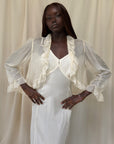 Vintage 1930s Creme Silk Bed Jacket | Delicate Boudoir Lingerie Layering Top