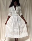 Vintage Edwardian White Cotton Eyelet Dress