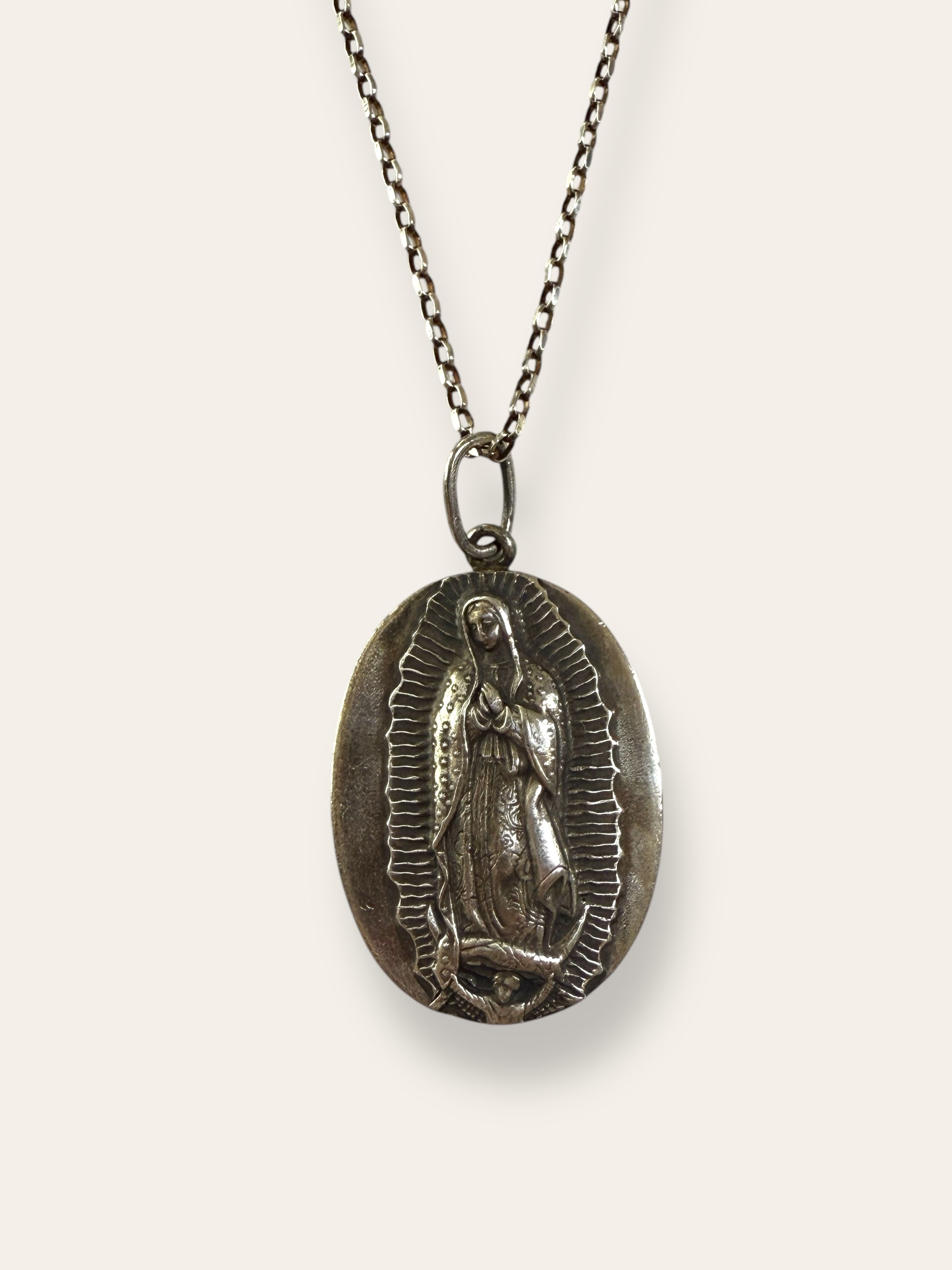 Vintage 1955 Lady of Guadalupe Sterling Silver Necklace