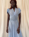 Vintage 1930’s Blue Soutache Sheer Chiffon Dress