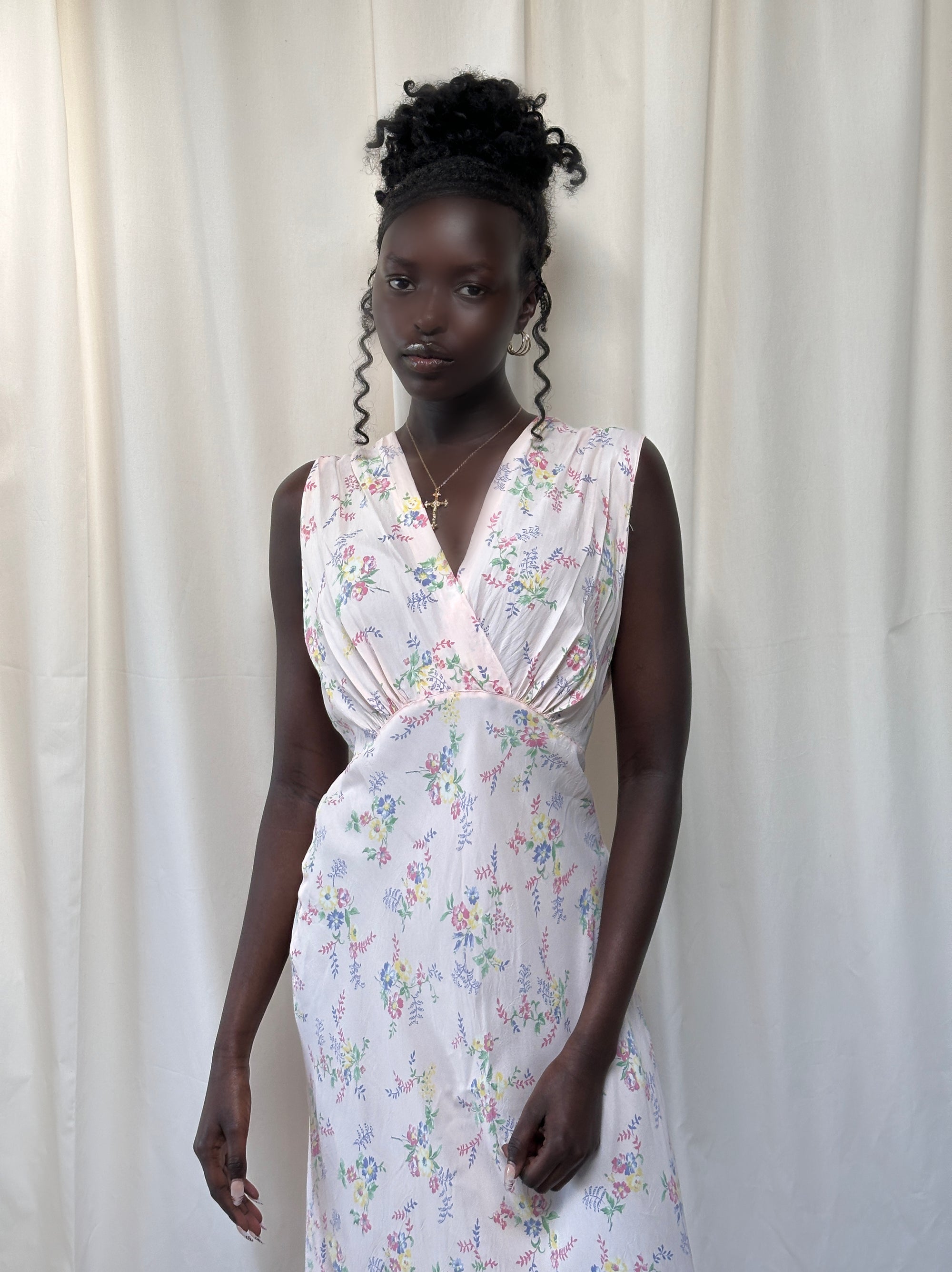 Vintage 1930’s Rayon Flower Print Slip Dress