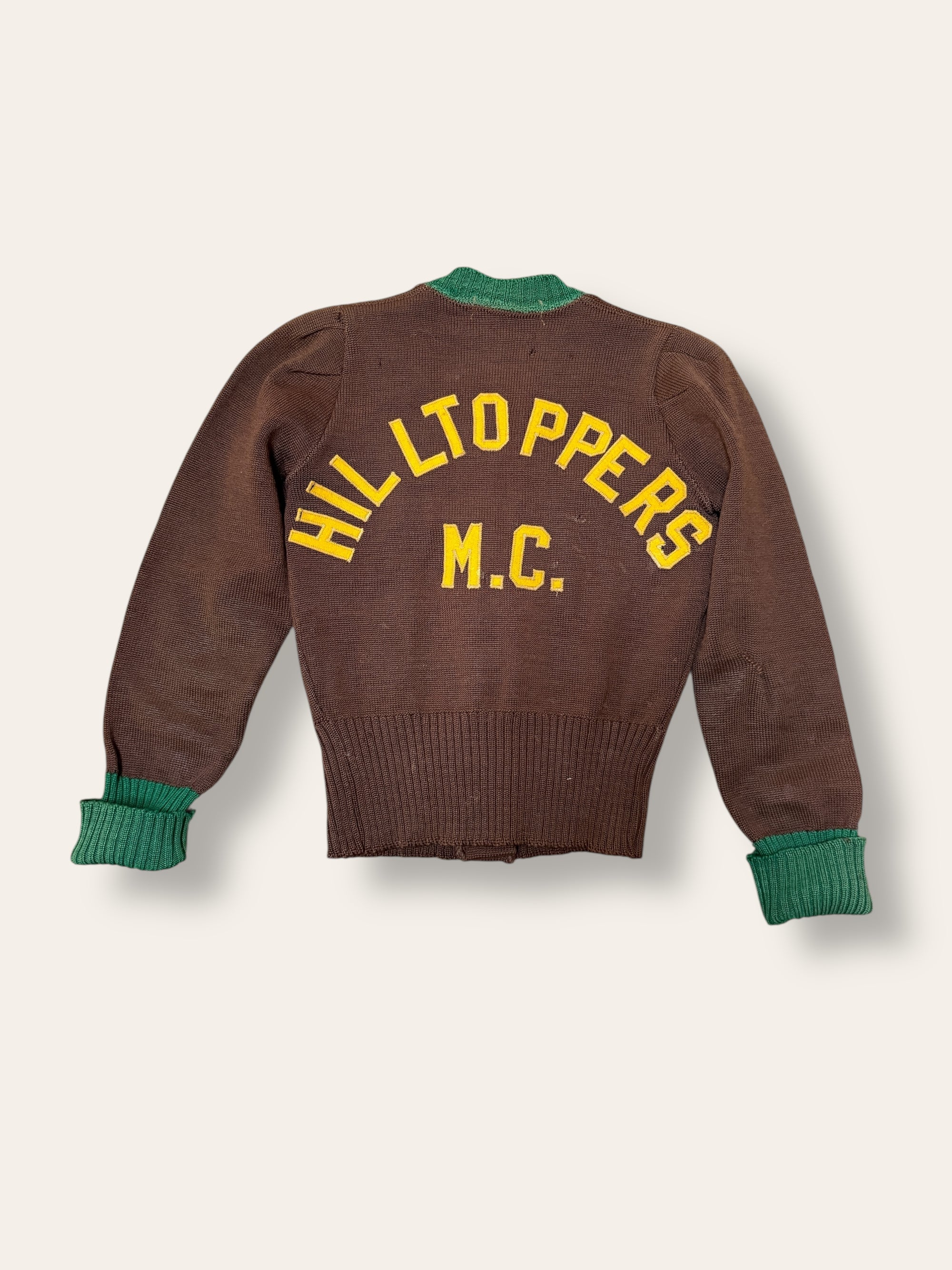 Vintage 1940’s Hilltoppers M.C. Wool Cardigan Sweater