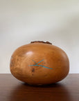 Vintage Signed Hand Turned Elm Fork Turquoise Inlay Burl Wood Bowl | Live Edge Natural Art Turned Vessel