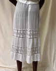 Vintage Edwardian Cotton Gauze Cloth Crochet Pleated Petticoat Skirt