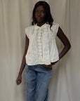 Vintage Edwardian Pleats & Lace Blouse | Antique White Cotton Romantic Top