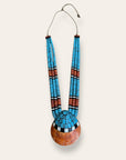 Vintage Santo Domingo Turquoise Inlay Spiny Oyster Shell Necklace