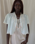 Vintage 1930s Silk-Rayon Butterfly Sleeve Bed Jacket | Silk Lingerie Layering Top