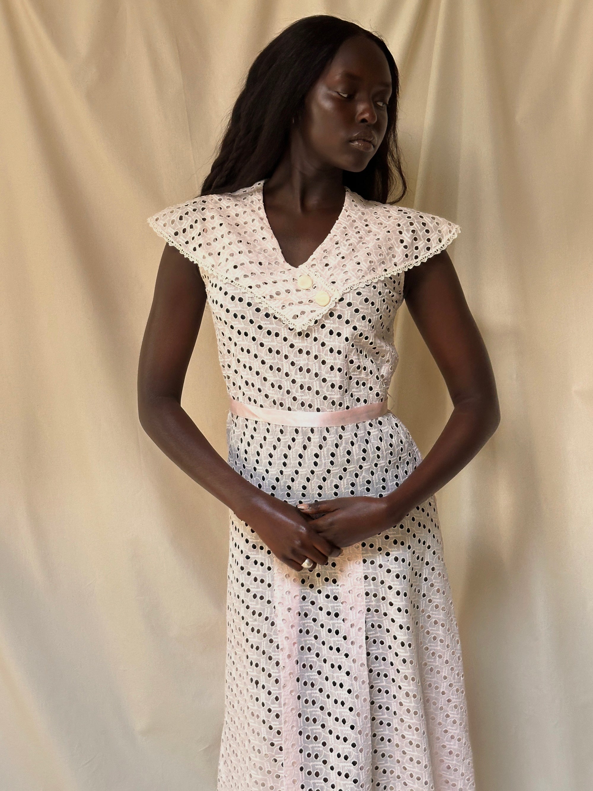 Vintage 1930’s Baby Pink Eyelet Dress