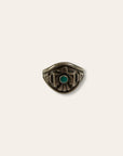 Vintage Fed Harvey Era Thunderbird Sterling Silver and Turquoise Ring Size 7.5