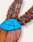 Vintage Santo Domingo Turquoise Spiny Oyster Shell Necklace