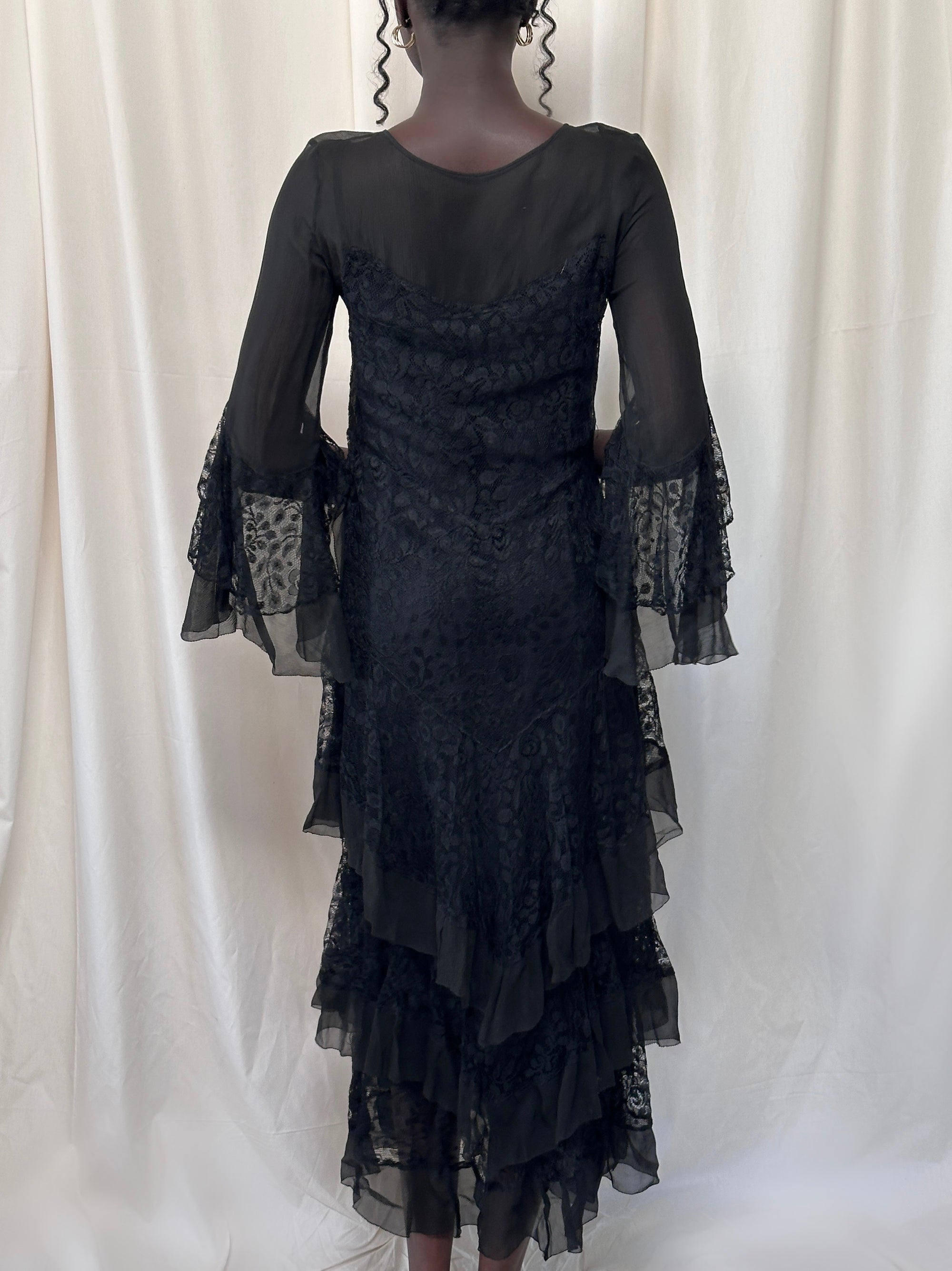 Vintage 1920’s Sheer Chiffon & Lave Layered Flapper Dress