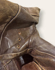 Vintage 1940-50s Windward Horsehide Leather Jacket | Montgomery Ward Brown Belted Back Jacket