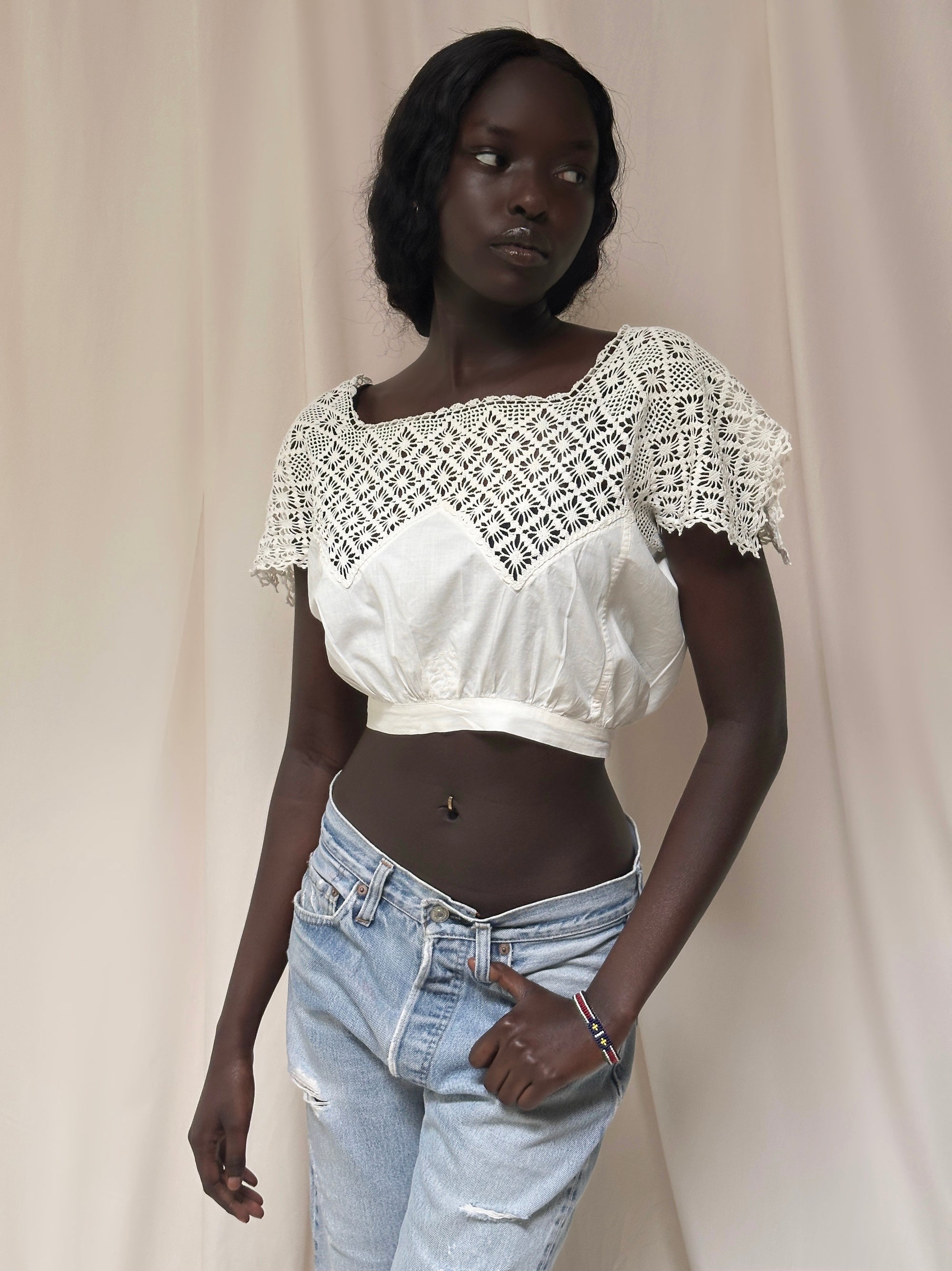 Vintage Edwardian Crochet Bodice Top