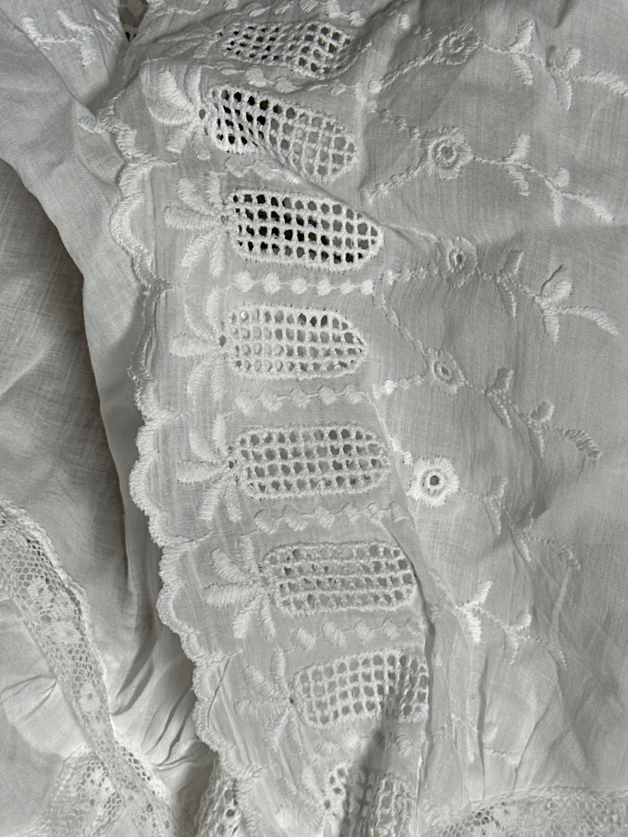 Vintage Edwardian “Deep V” Gauze Cotton Eyelet Dress