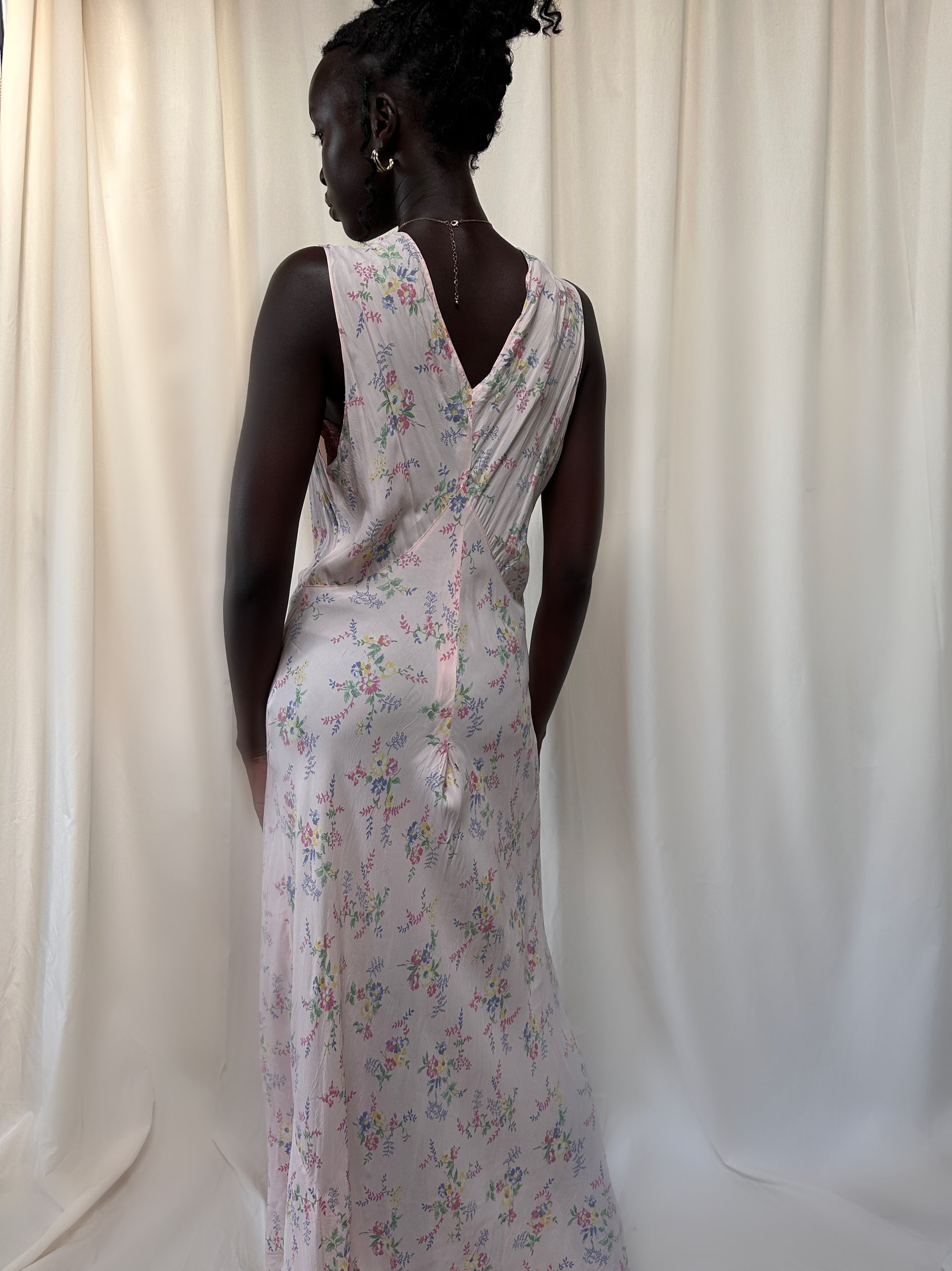 Vintage 1930’s Rayon Flower Print Slip Dress