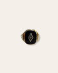 Vintage 1940’s Art Deco Onyx 10k Gold Diamond Ring Size 12.5