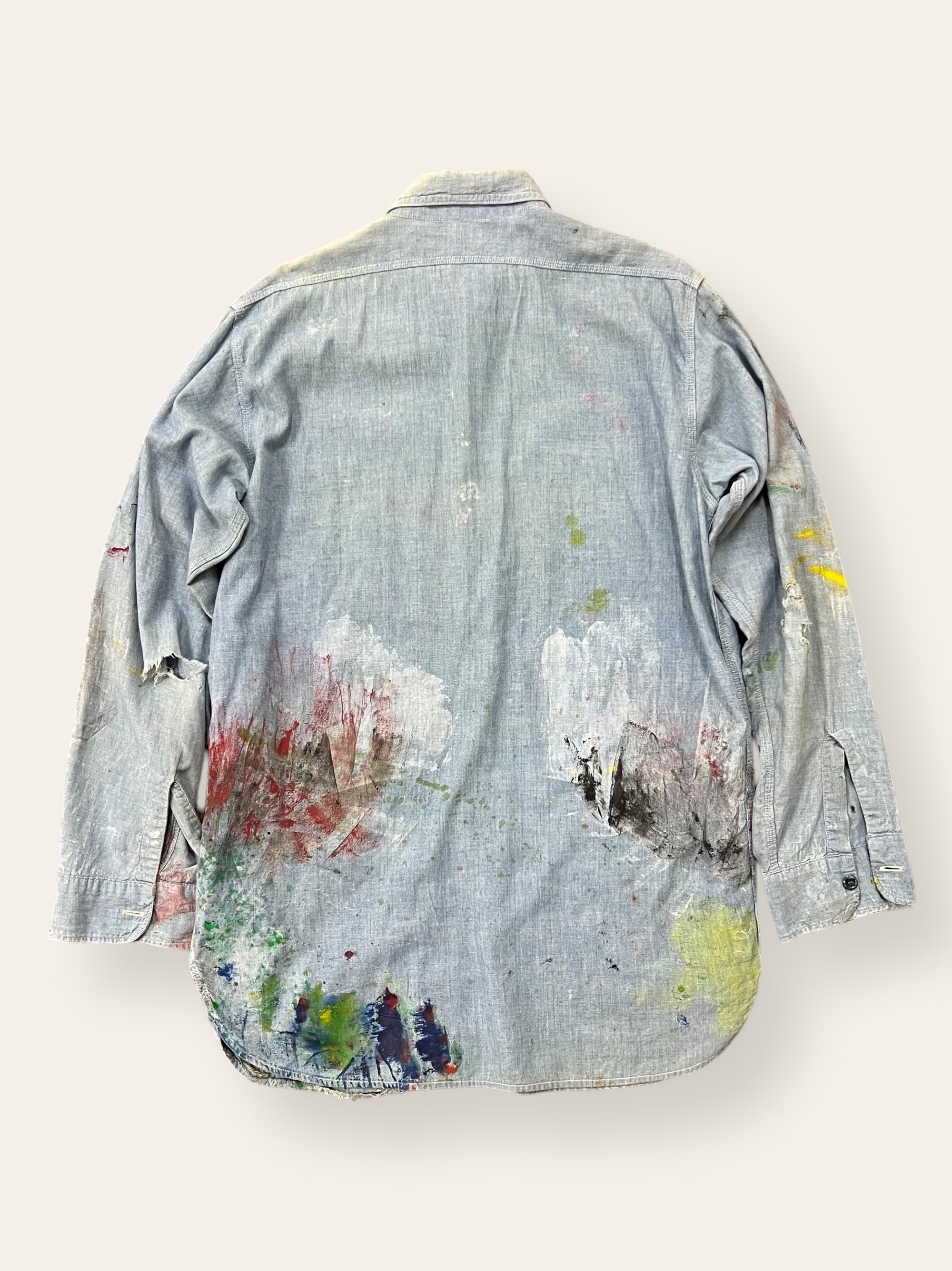 Vintage 1950’s Triple Stitch Chambray Painter’s Work Shirt