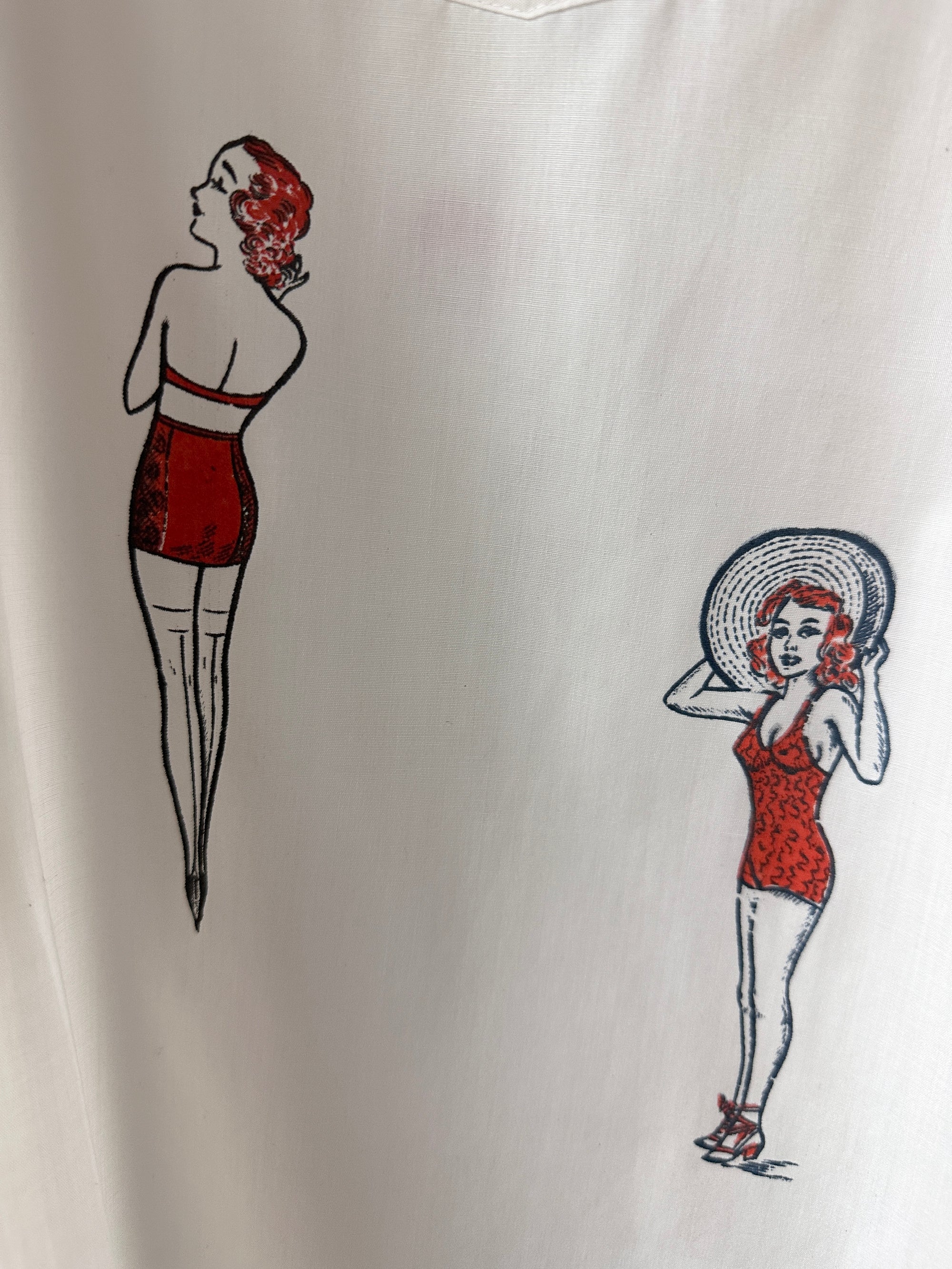 Vintage 1940’s Pin-up Transfers 70’s Towncraft Button Down Shirt