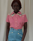 Vintage 1940’s Embroidered Cotton Western Shirt