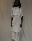 Antique 1900s Edwardian White Lace & Embroidered Cotton Lawn Dress | Handcrafted Heirloom Bridal Gown