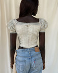Antique 1800s Corset Cover Blouse | Victorian Lace Puff Sleeve Top